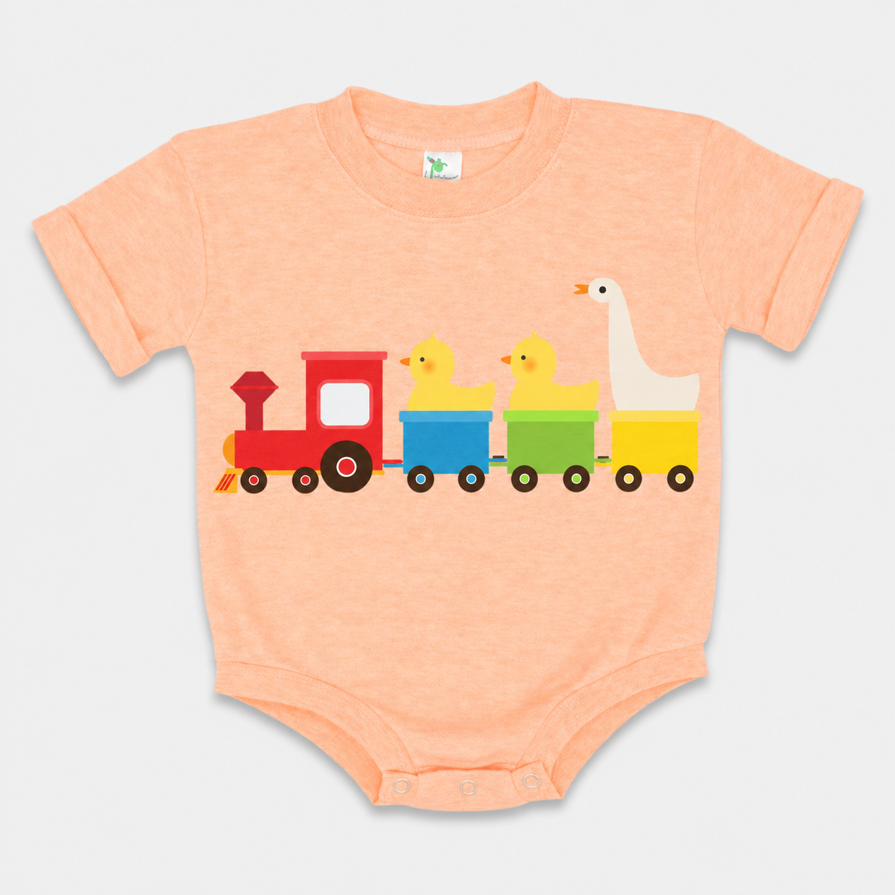 Duck Duck Goose Train- Short Sleeved Bubble Romper- Polyester Cotton Blend