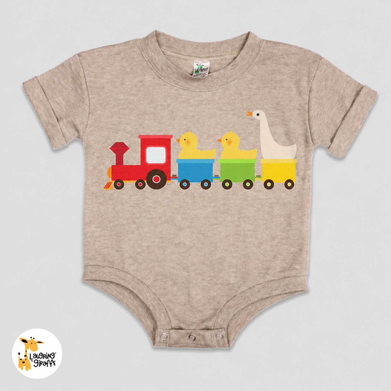 Duck Duck Goose Train- Short Sleeved Bubble Romper- Polyester Cotton Blend