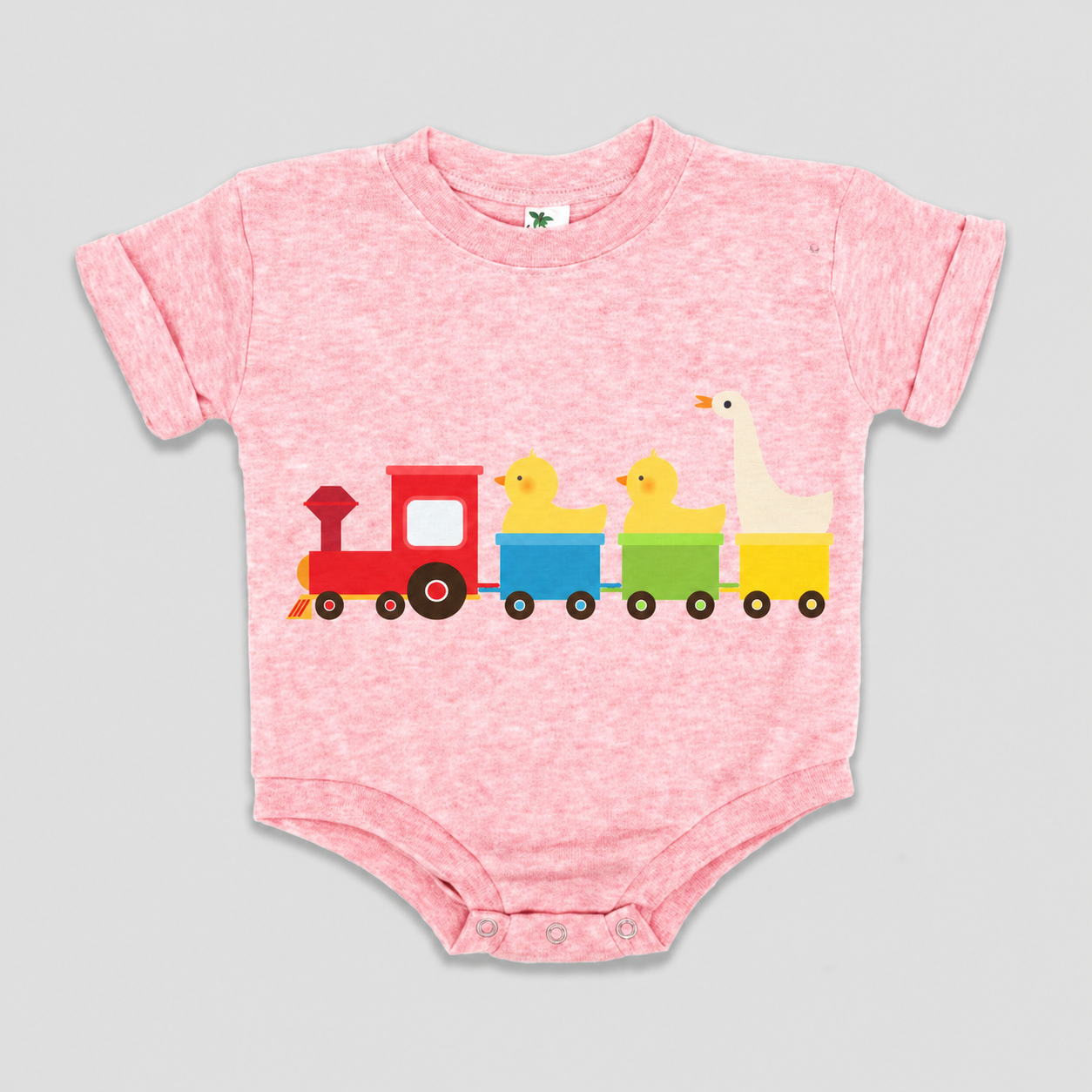 Duck Duck Goose Train- Short Sleeved Bubble Romper- Polyester Cotton Blend