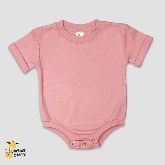Rosewood Pink Short Sleeved Baby Romper- 100% Top Quality Cotton