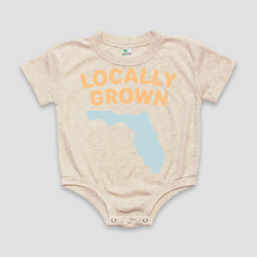 Locally Grown Baby Short Sleeved Bubble Romper- Polyester Cotton Blend